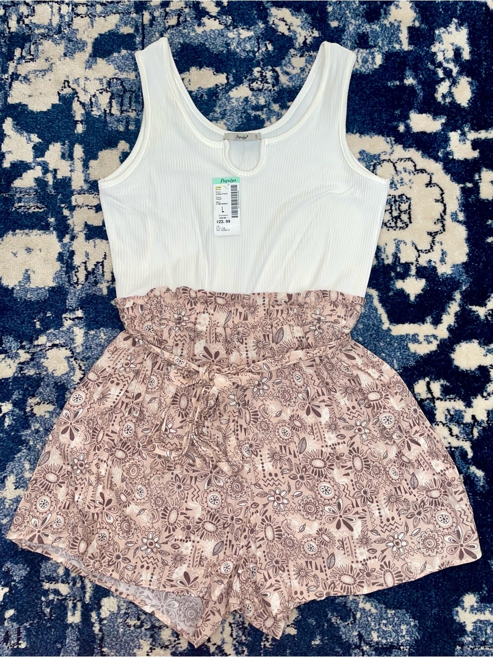 NWT Papaya Tank Short Romper. Size Large.